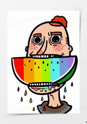 网红吃瓜素材图片大全